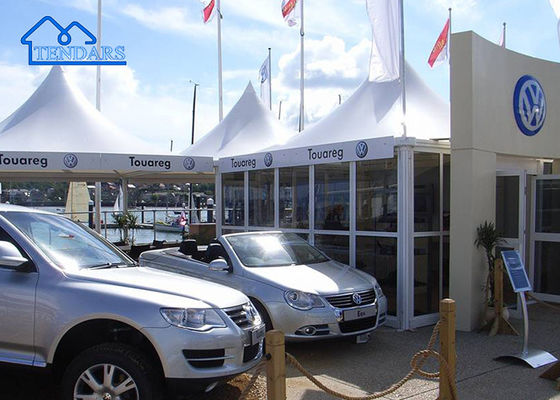 Καλοκαιρινό γκαζέμπο Λευκό υφασματικό PVC Αλουμίνιο Παγόδα Τέντα Ανθεκτική στα UV Ανεμοσφαιρική Πυροσβεστική