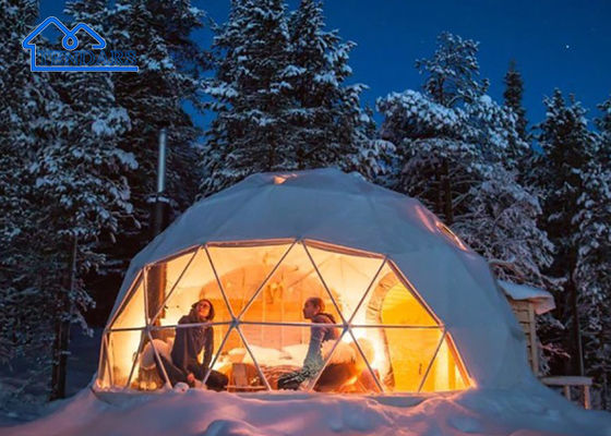 6061/T6 Πλαίσιο αλουμινίου 12m Dia Glamping Σκηνή ξενοδοχείου PVC καμβάς με ιδιωτικό μπάνιο για πολυτελή θέρετρα