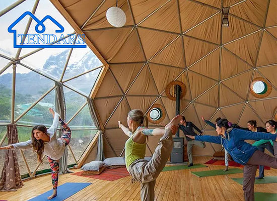 Προσαρμοσμένο Glamping Camping Shelter Γεωδαιστικός Θόλος Σπίτι Τέντα Για Γάμα / Στούντιο Γιόγκα