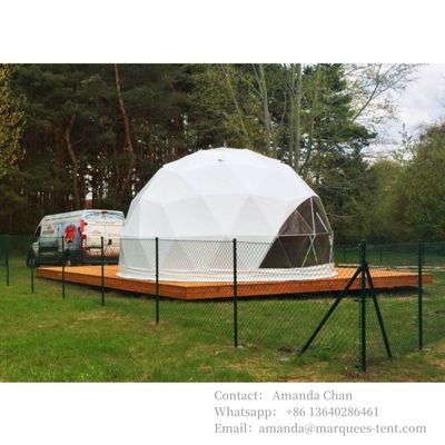 Δέστε προσαρμοσμένο λογότυπο ξενοδοχείο Dome House Glamping Γεωδαιστική τέντα Dome με PVC καλύπτη στέγης