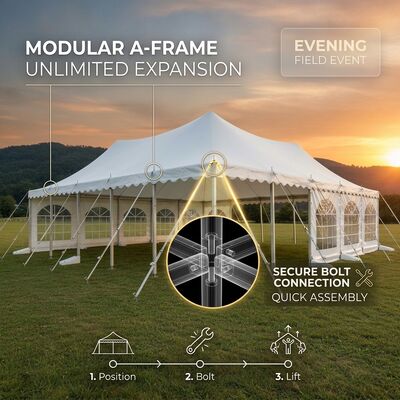 6x10m Expansive Hard Pressed Aluminium Alloy 6061/T6 Party Marquee Tent Clear Window Panel Outdoor Event Shelter