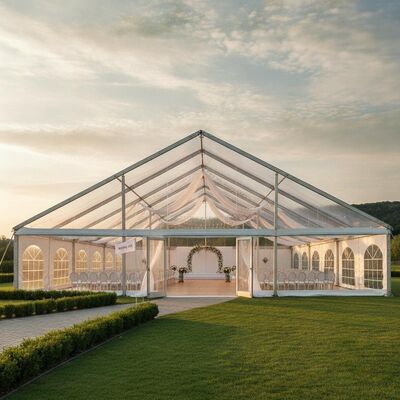 Εμπορικό Clear Span Aluminum Frame Τέντα Πάρτι NFPA 701 Πυροσβεστικό PVC Αμερικανικό χώρο γάμου