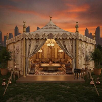 Royal Majlis Style Arabian Hospitality Reception Marquee Tent Premium χειροποίητο φινίρισμα για επιχειρηματικές συναντήσεις VIP των ΗΑΕ
