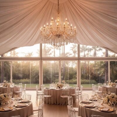 Βιετνάμ Premium Luxury Wedding Party Marquee Tent Clear window Walls Εσωτερική επένδυση Πολυέλαιος έτοιμος